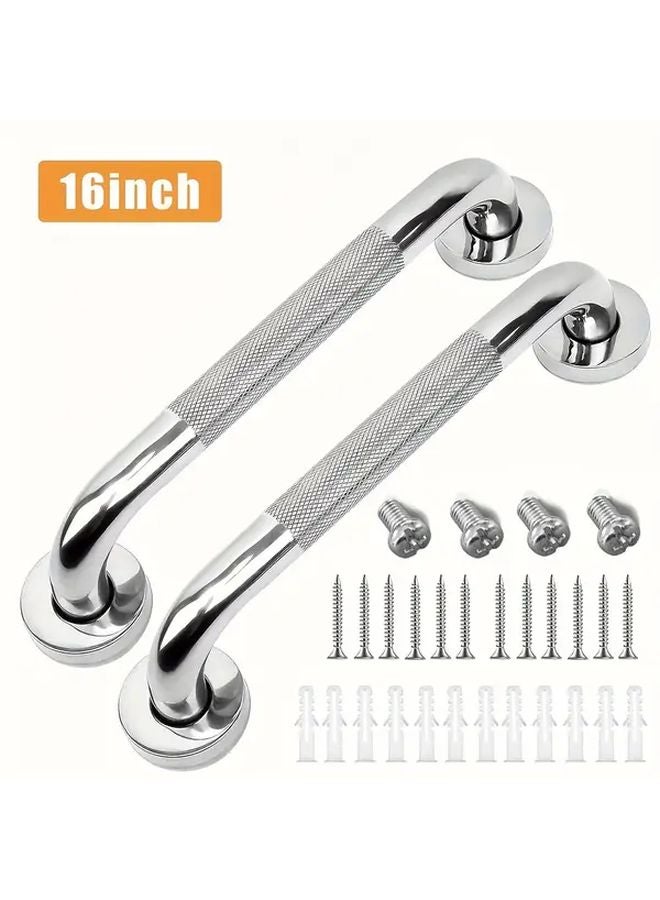 16 Inch 2PCS Safety Grab Bar Bathroom Support Handle Steel Bath Shower Toilet Hand Rail - Image 1