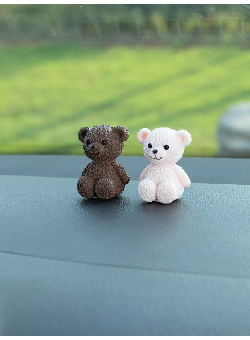 زينة سيارة بتصميم دب صغير باللون البني والأبيض - Image 1