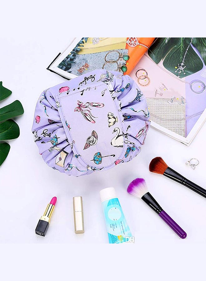 MARGOUN Make up Bag Drawstring Travel Cosmetic Bag Round Magic Toiletry Beauty Kit Pouch Music Design Purple - Image 2