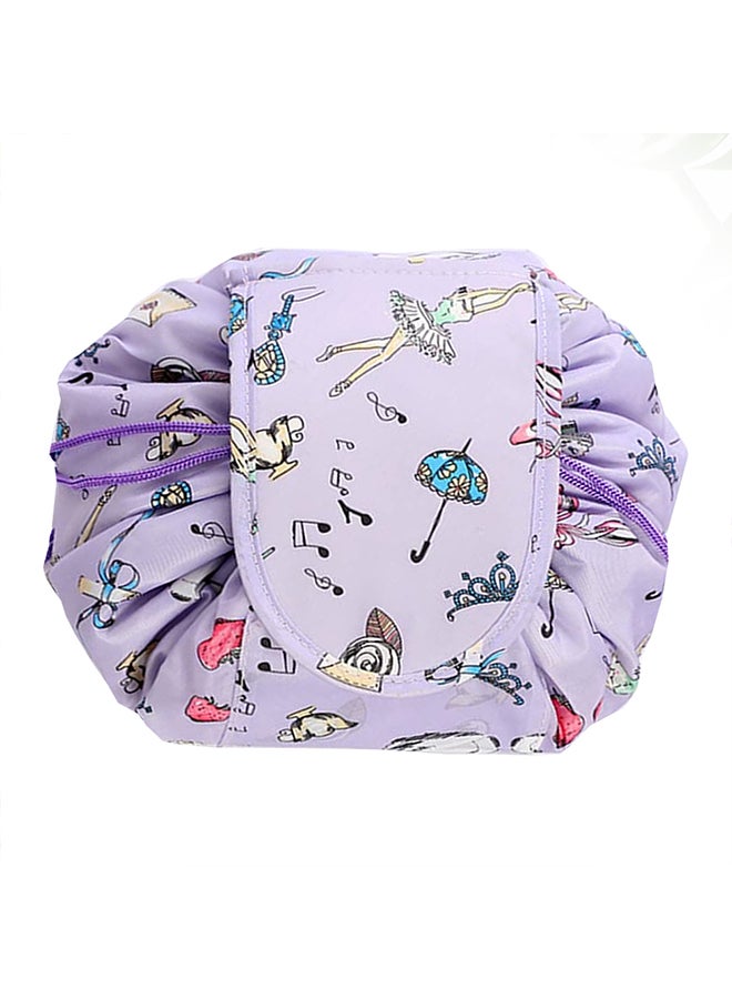 MARGOUN Make up Bag Drawstring Travel Cosmetic Bag Round Magic Toiletry Beauty Kit Pouch Music Design Purple - Image 1