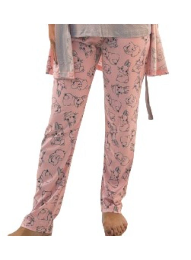 JOANNA JOANNA Women's Short Sleeve Robe Cami & Trouser 3 Pieces Set  Sleepwear with Removable Waist Belt, Pink  - Image 3