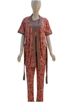 JOANNA JOANNA Women's Short Sleeve Robe Cami & Trouser 3 Pieces Set  Sleepwear with Removable Waist Belt, Pink  - Image 4
