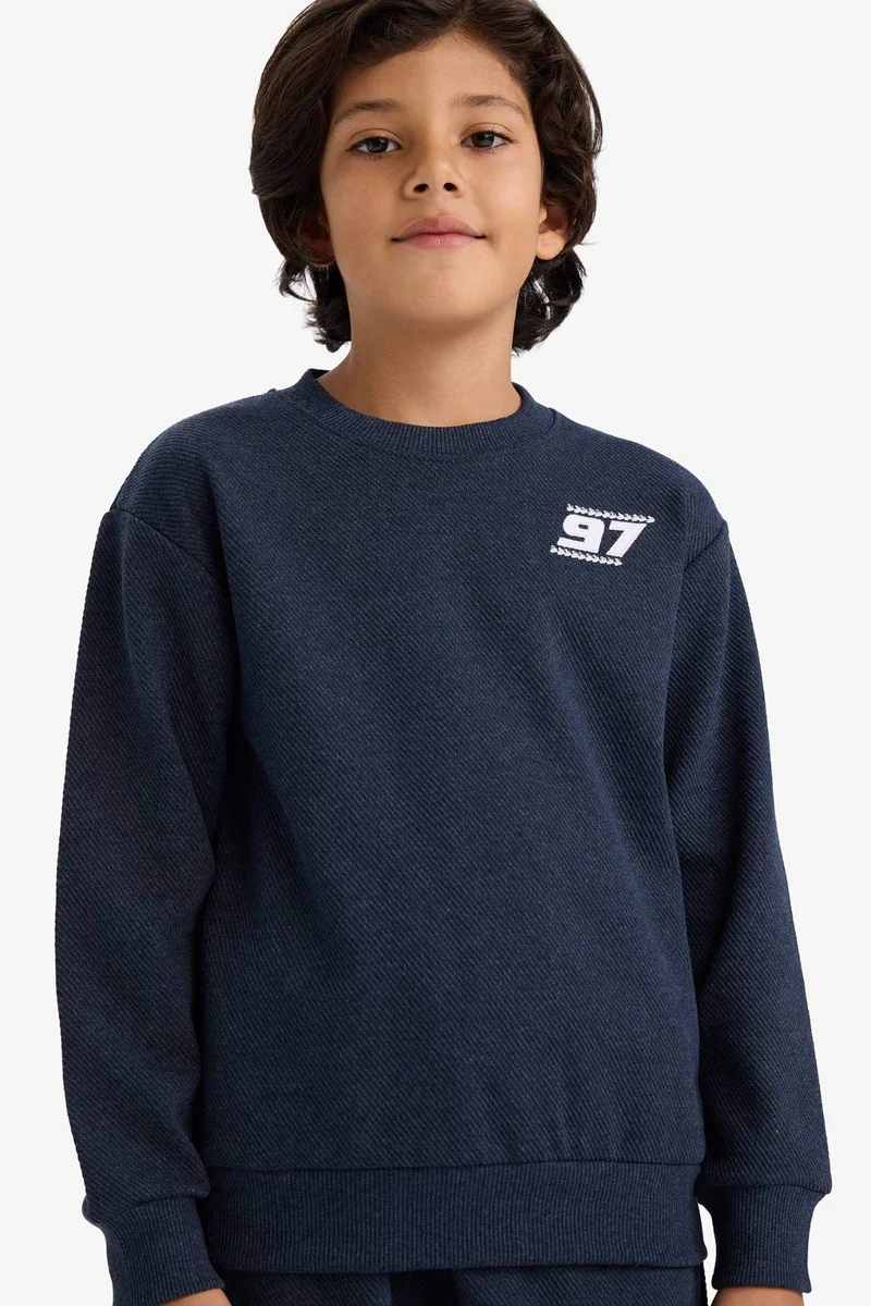 ديفاكتو Boy Printed Sweatshirts Sweatpants 2 Piece Set