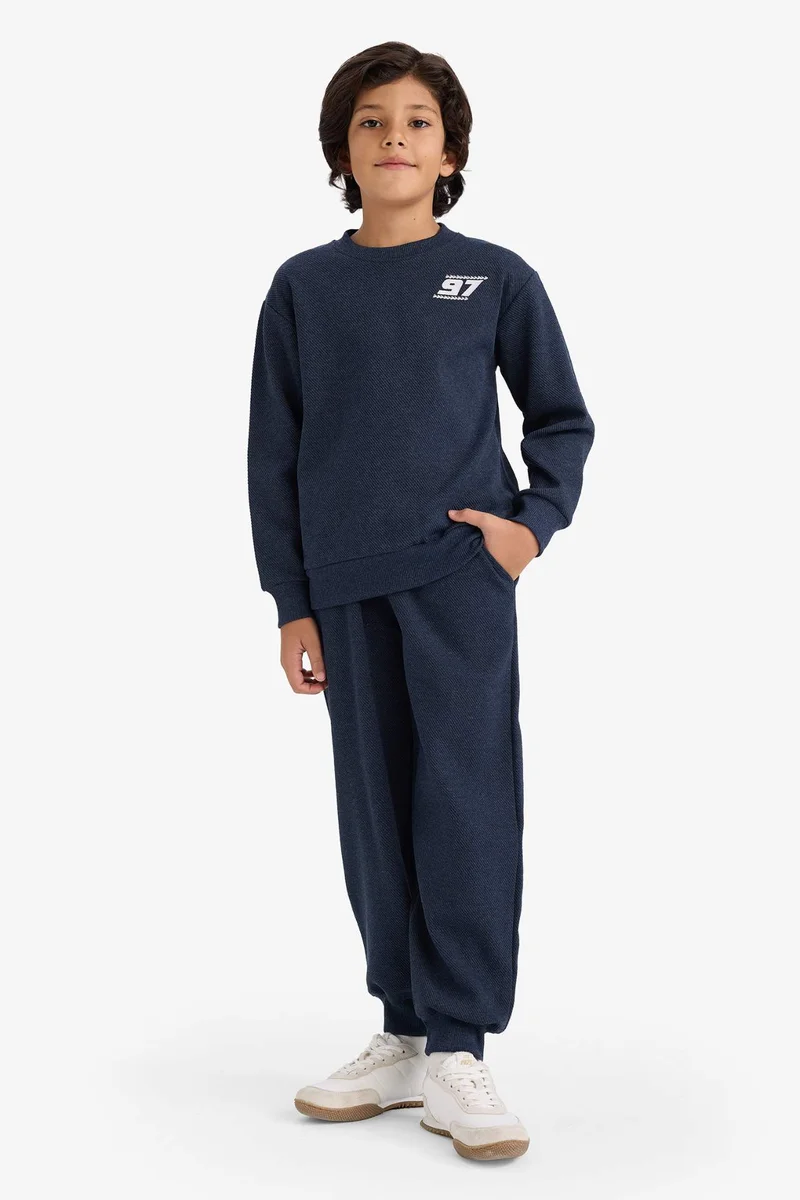 ديفاكتو Boy Printed Sweatshirts Sweatpants 2 Piece Set