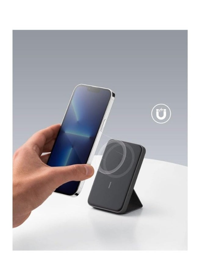 TIGER - Magnetic Wireless Power Bank – 5000mAh Slim Fast Charging MagSafe-Compatible Portable Charger with Strong Built-in Magnets, Foldable Kickstand, USB-C Input/Output – Pocket-Size Power Bank for iPhone 15/14/13 Series, Android & More - Image 1
