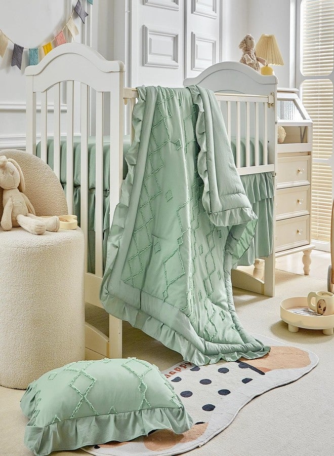 AIKASY The Ruffled Shabby Crib Bedding Set for Girls, Baby Quilted Comforter with Fitted Sheet, Bed Skirt, and Pillowcase. - Image 4