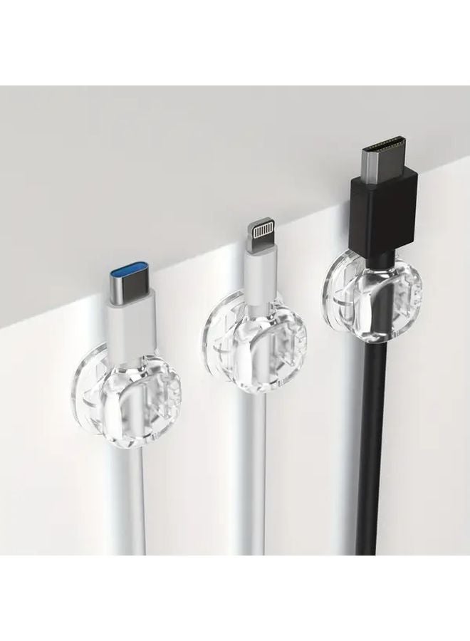 3pcs Transparent Auto Rebound Spring Cable Organizers Durable Cord Management For Desk - Image 1