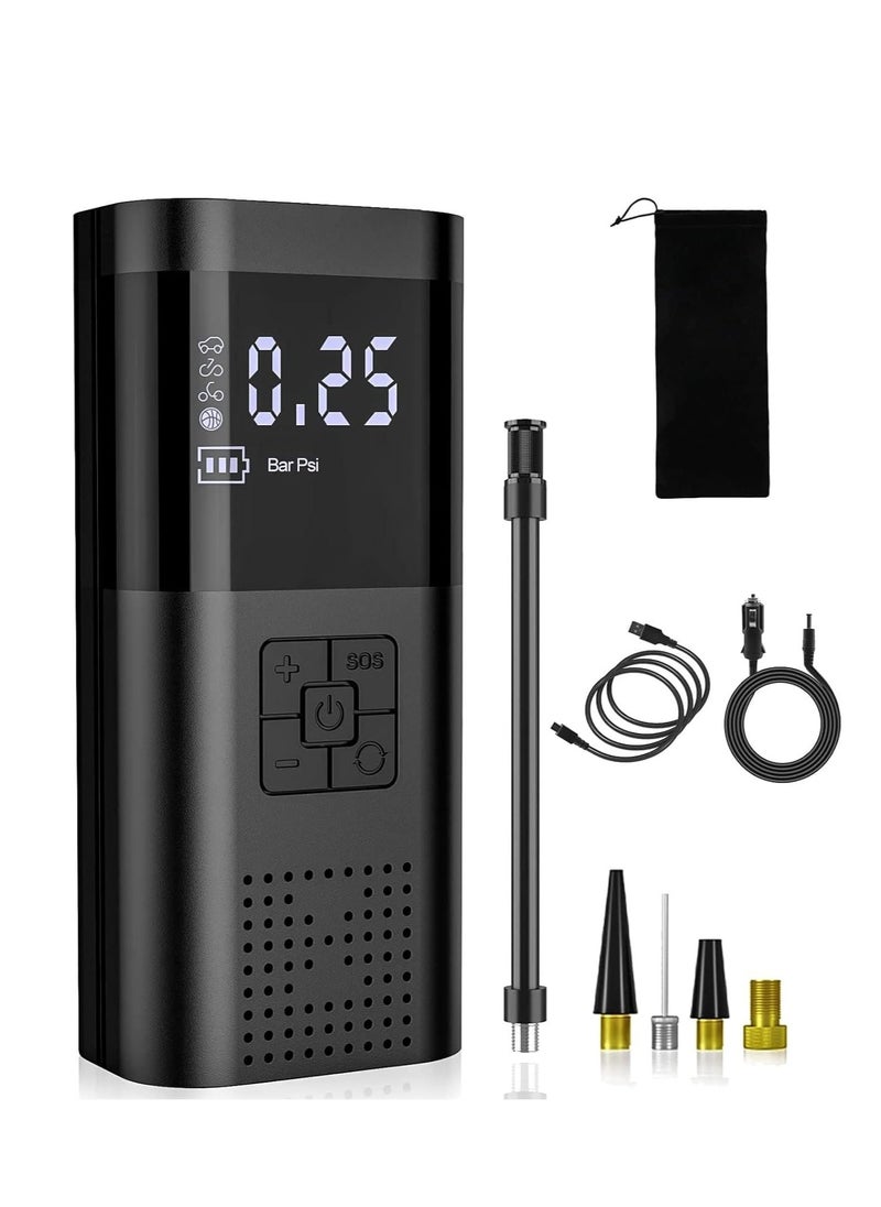 spa luxetique Tire Inflator Portable Air Compressor,For Car Cordless 35L/Min Fast Inflate 150PSI Air Pump For Tires, Digital Electric Tire Pump with LED Light For Bike, Moto, Ball (BLACK)  - Image 1