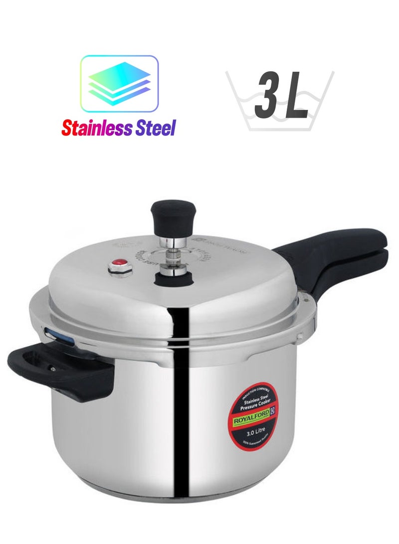 Royalford Stainless Steel Induction Compatible Pressure Cooker 3Liters - Image 1