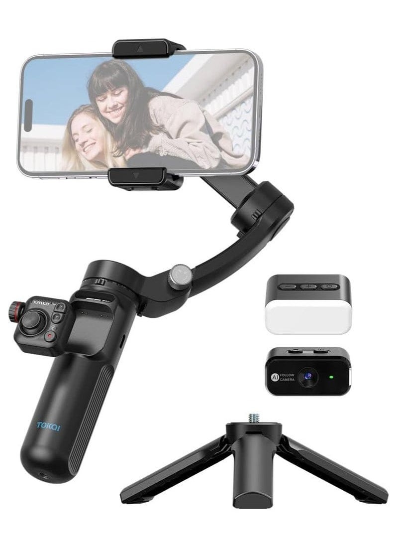 TOKQI - TOKQI M02 3-Axis Smartphone Gimbal Stabilizer with Detachable Remote & Tripod – For Vlogging, Travel & Professional Video Recording - Image 1