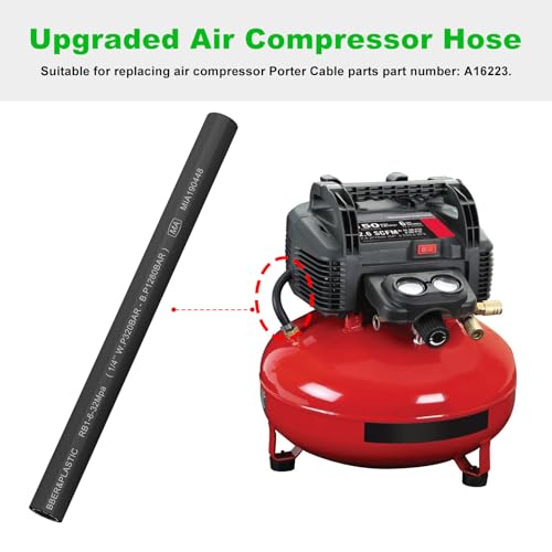 RO6G New Upgraded A16223 Air Compressor Hose Replacement Porter Cable Air Compressor C2002WK 6G C2002 6 Gallon C2002 1 HP 6 Gallon DeWalt D5516818HP 15G Hose 2 Pack - Image 3