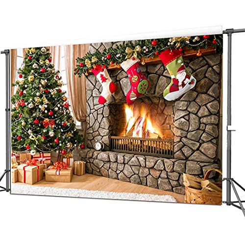 CYLYH 7x5FT Christmas Photography Backdrops Child Christmas Fireplace Decoration Background Xmas Party Background Xmas Fireplace Theme Backdrop for Photography Decor Booth Props - Image 4