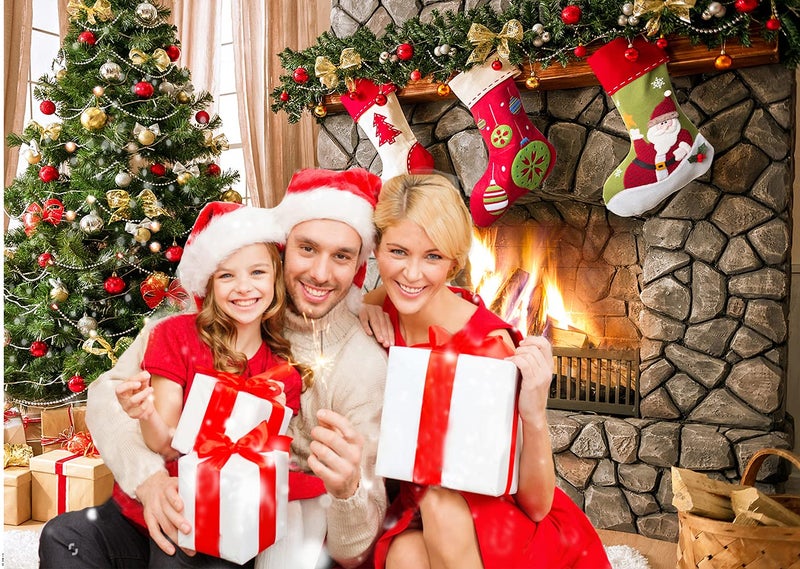 CYLYH 7x5FT Christmas Photography Backdrops Child Christmas Fireplace Decoration Background Xmas Party Background Xmas Fireplace Theme Backdrop for Photography Decor Booth Props - Image 5