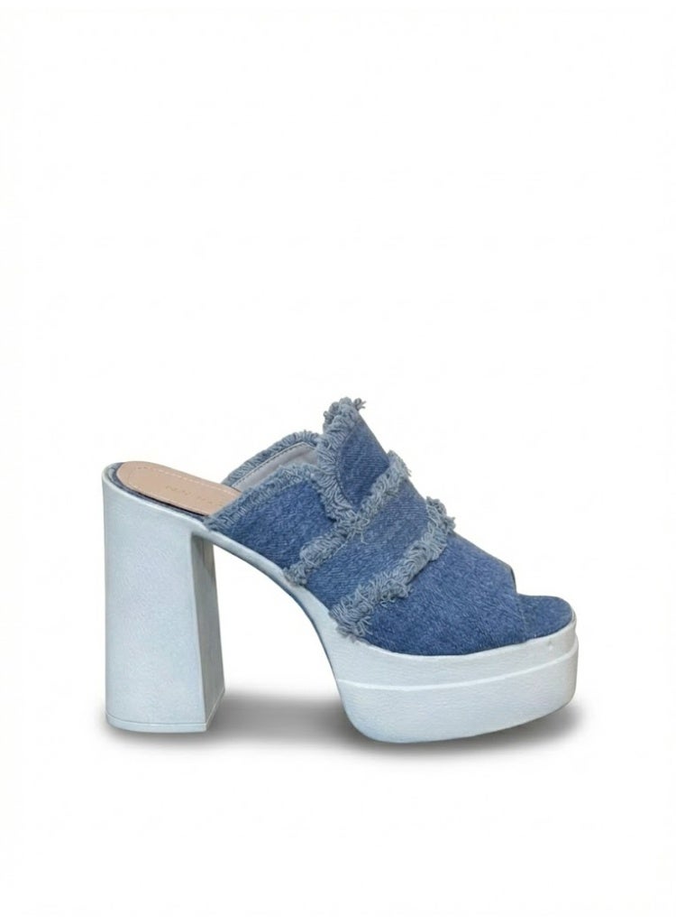 لايف ستيلاش  شبشب بكعب عالٍ جينزأنيق X-12 - ازرق - Image 3