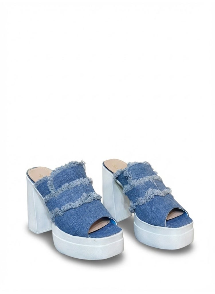 لايف ستيلاش  شبشب بكعب عالٍ جينزأنيق X-12 - ازرق - Image 4