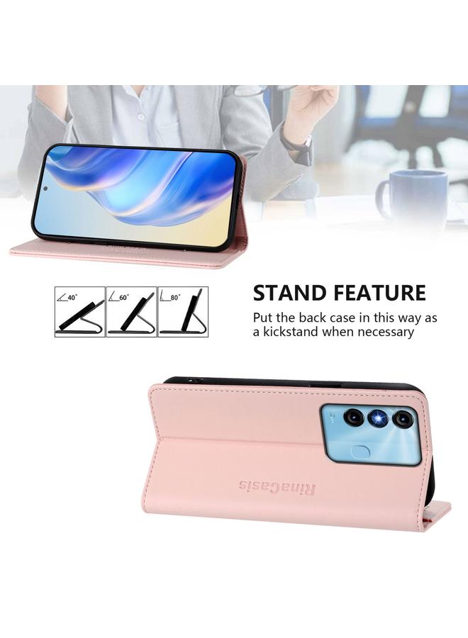 erorex Case For itel P38 / S17 / Vision 3 RC01 Dual-Folded Magnetic Suction RFID Leather Phone Case - Image 4