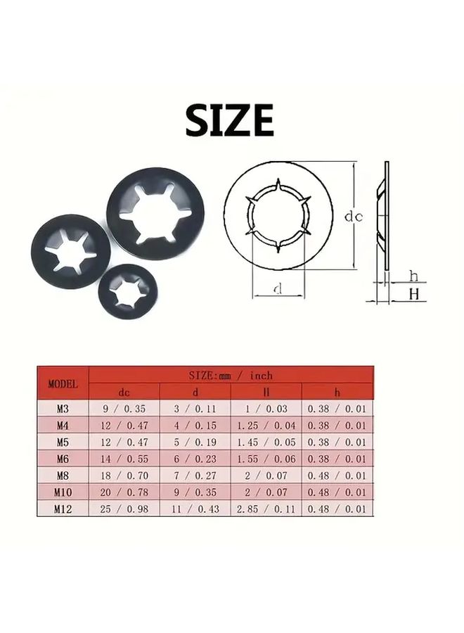 105 Piece M3 to M12 Lock Washers Hex Nuts With Bearing Clamps Kit - Image 5