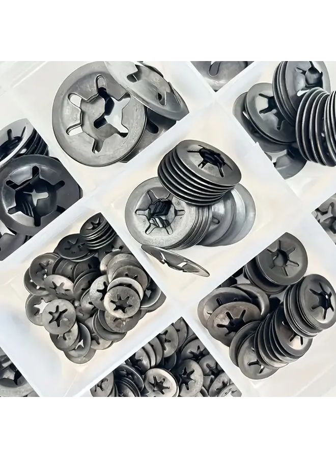 105 Piece M3 to M12 Lock Washers Hex Nuts With Bearing Clamps Kit - Image 1