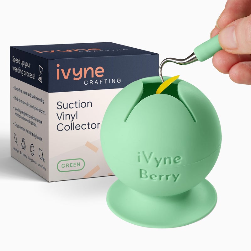 iVyne iVyne Berry Suctioned Vinyl Weeding Scrap Collector  Holder for Weeding Tools for Vinyl  Green 