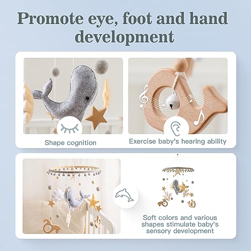 let's make Crib Mobile for Baby Boys Girls Ocean Whale Nursery Mobile Gender Neutral Baby Mobile Handmade Ceiling Mobile Best Gifts for Christmas Birthday Baby Shower - Image 3