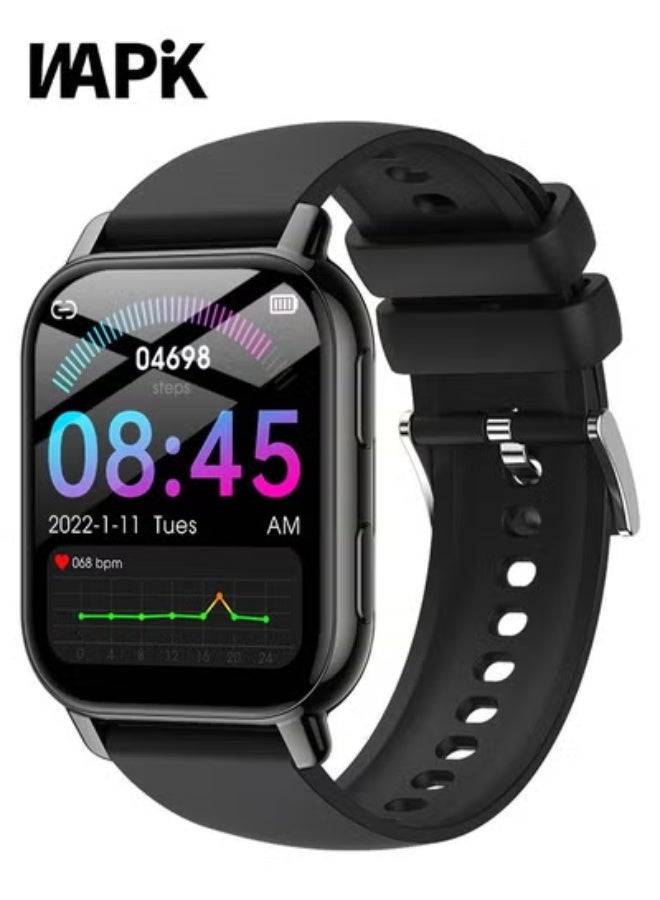WAPIK Korean Brand P5S Smart Watch,Business Smartwatch,Waterproof Fitness Watch, Bluetooth Calling,Smart watch for Men, Zinc Alloy Vacuum Plating, Heart Rate Monitoring,Smart watch for women Black - Image 1