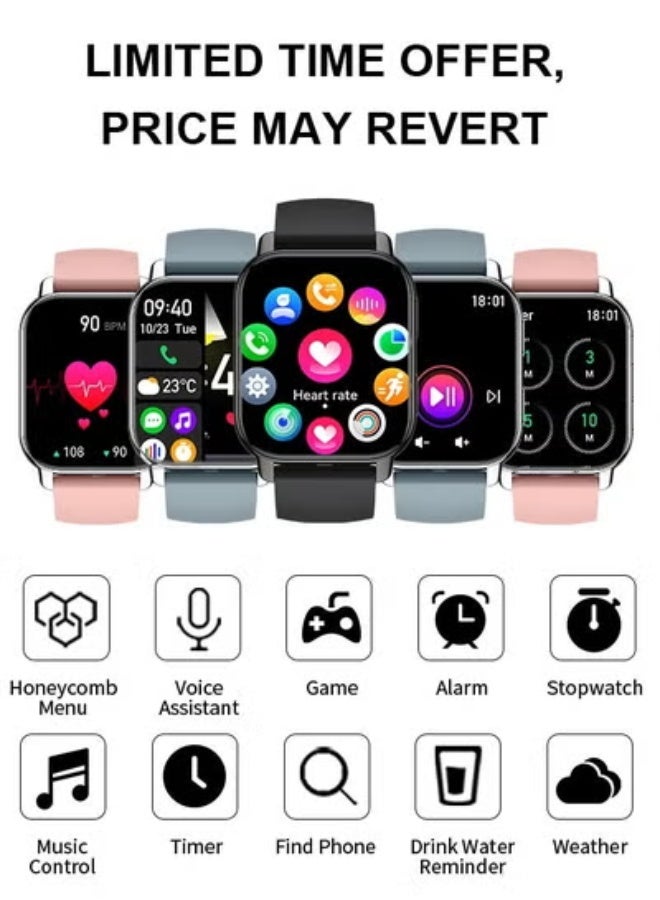 WAPIK Korean Brand P5S Smart Watch,Business Smartwatch,Waterproof Fitness Watch, Bluetooth Calling,Smart watch for Men, Zinc Alloy Vacuum Plating, Heart Rate Monitoring,Smart watch for women Black - Image 2