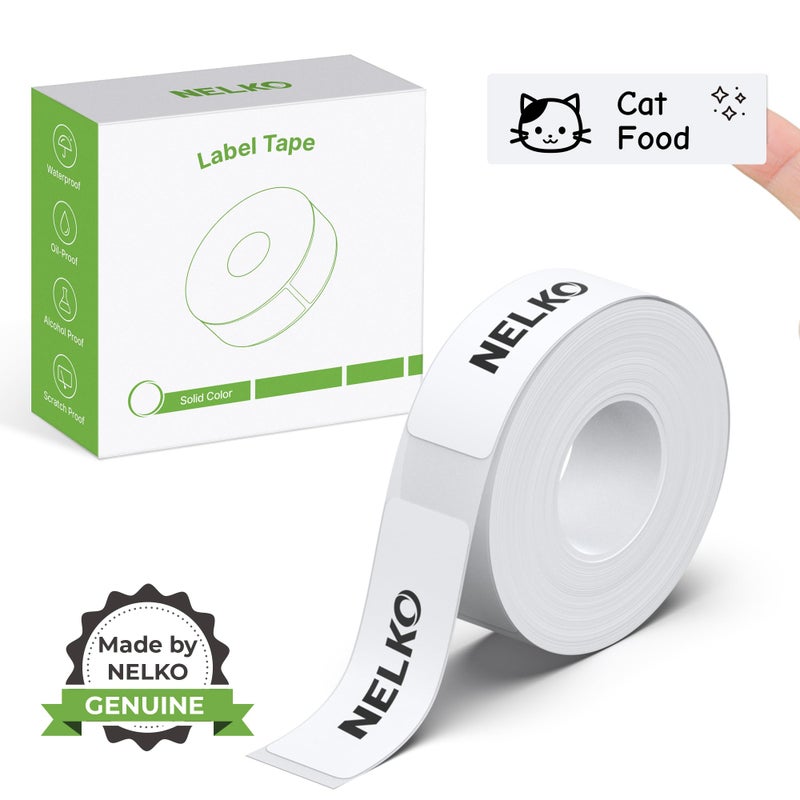 Nelko Genuine P21 Label Maker Tape, 14x40mm (0.55"x1.57"), Standard Laminated Thermal Label Tape Replacement, for Home Office, 180 Labels/Roll, White - Image 1
