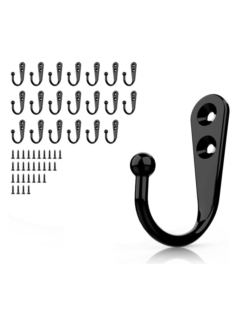 Wall Hooks for Hanging 20Pcs Steel Hook Metal Wall Hooks for Coats Heavy Duty Single Prong Wall Hooks with 40 Pcs Screws for Towel, Key, Robe, Coats, Scarf, Bag, Cap, Coffee Cup, Mugs  - Image 1