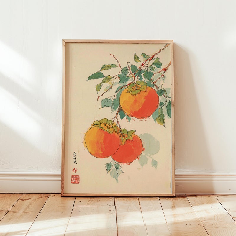 TNESSENTIAL Japanese  Persimmon Poster, Watercolour Fruit Print, Botanical Wall Art - Image 4