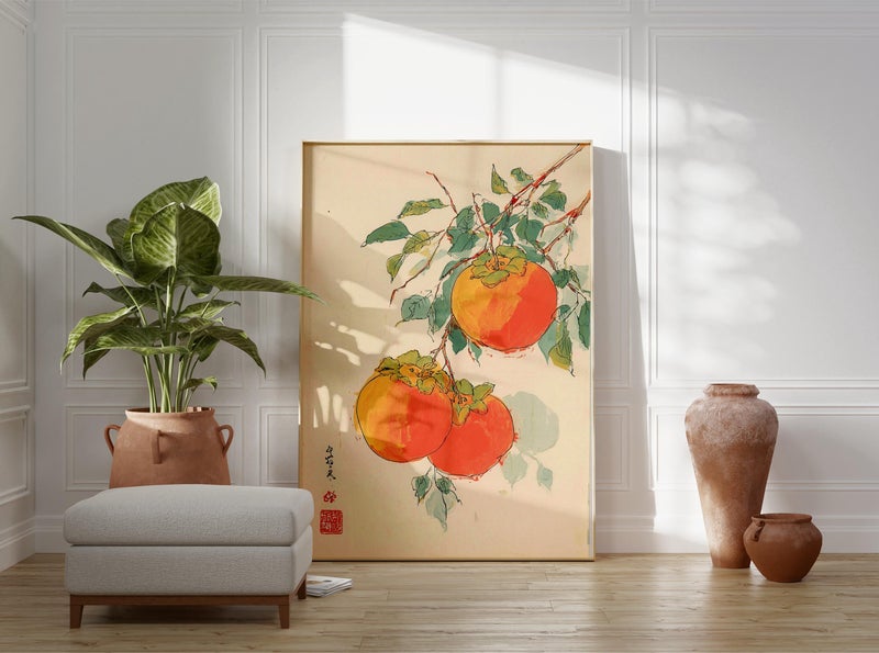 TNESSENTIAL Japanese  Persimmon Poster, Watercolour Fruit Print, Botanical Wall Art - Image 3