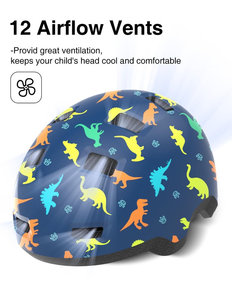 Bimalsic Toddler Bike Helmet 6M-2.5 Years Old- with 12 Vents & Dual Liner (0.16"+0.28") - Adjustable Dial Fit (45-49cm) (XS,Dinosaur2) - Image 5
