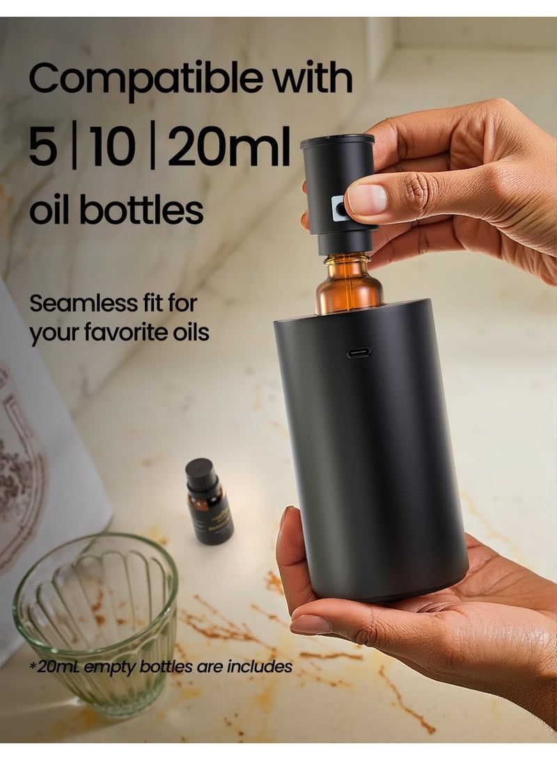نورتك موزع زيوت عطرية بدون ماء، موزع علاج عطري قابل لإعادة الشحن مع 3 مستويات للرذاذ ومؤقت للمنزل والسيارة والمكتب - معدن أسود - Image 3