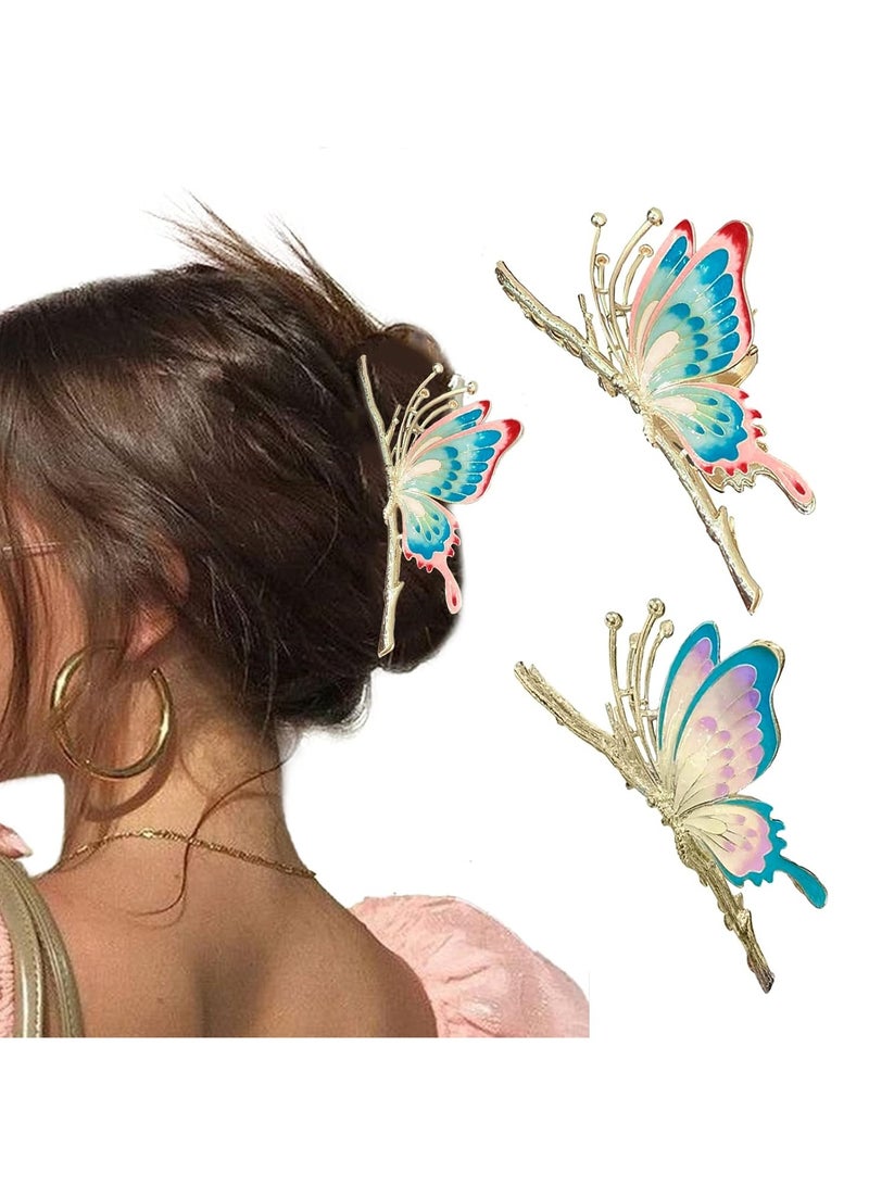 Goolsky Large Non-Slip Metal Sparkly Butterfly Hair Jaw Clips for Women - Strong Hold Cute Hair Claws, Headwear Gifts (2Pcs) - Image 1