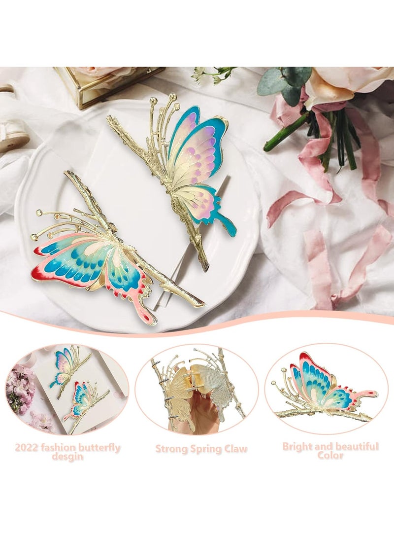 Goolsky Large Non-Slip Metal Sparkly Butterfly Hair Jaw Clips for Women - Strong Hold Cute Hair Claws, Headwear Gifts (2Pcs) - Image 4