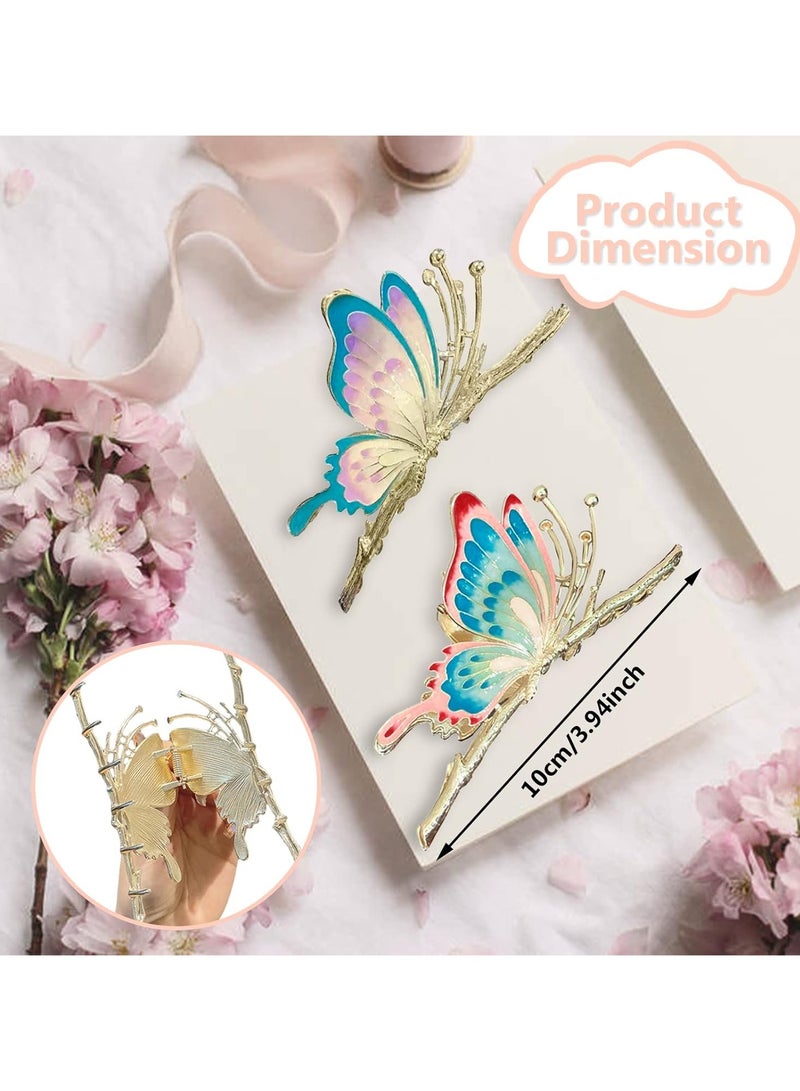 Goolsky Large Non-Slip Metal Sparkly Butterfly Hair Jaw Clips for Women - Strong Hold Cute Hair Claws, Headwear Gifts (2Pcs) - Image 5