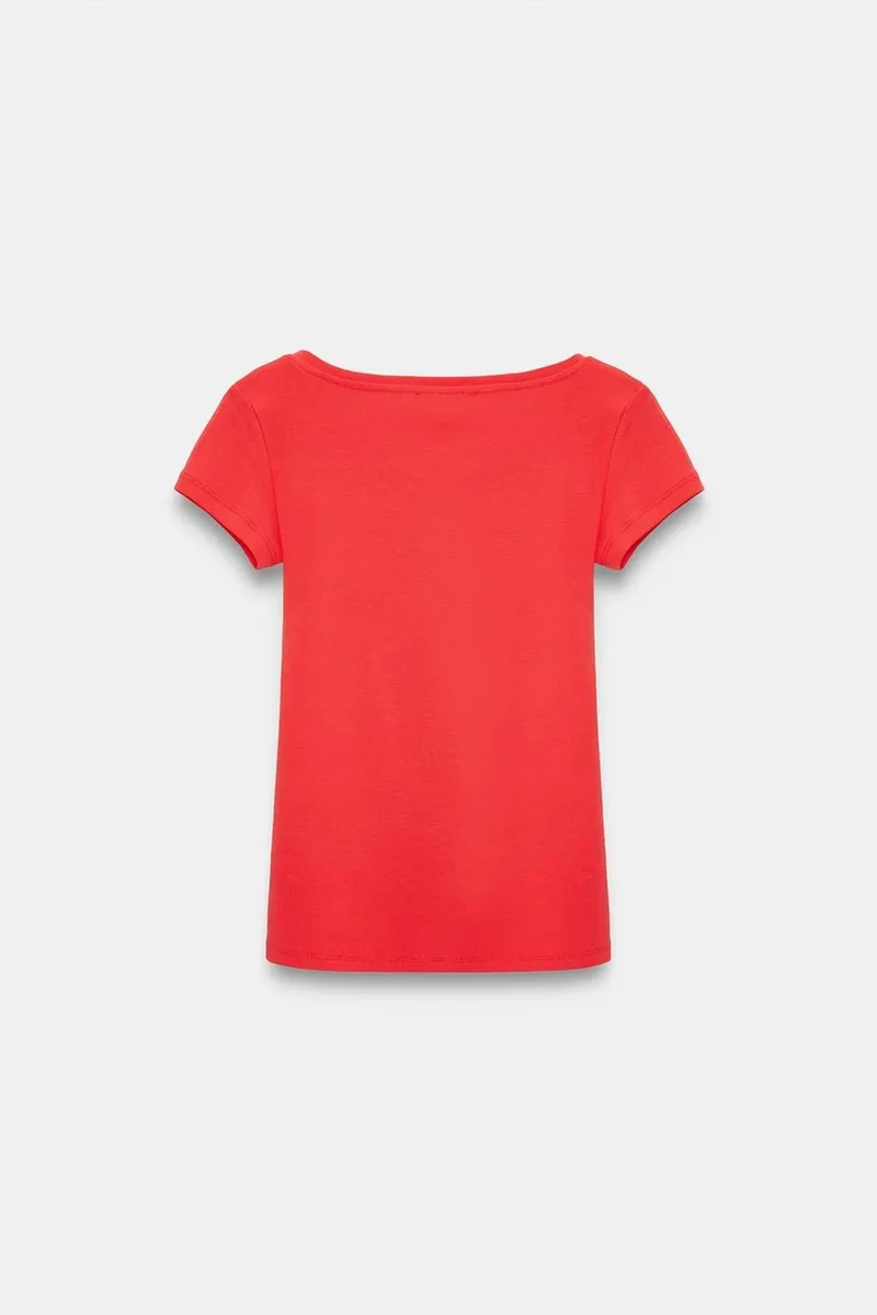 Dilvin Red DILVIN Women's Slim Fit Cotton U-Neck T-Shirt for Women | Best Price UAE