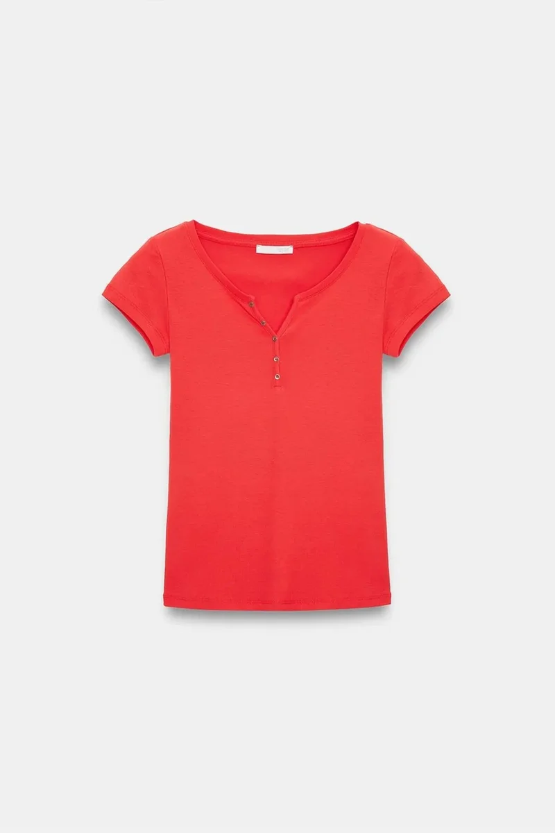 Dilvin Red DILVIN Women's Slim Fit Cotton U-Neck T-Shirt for Women | Best Price UAE
