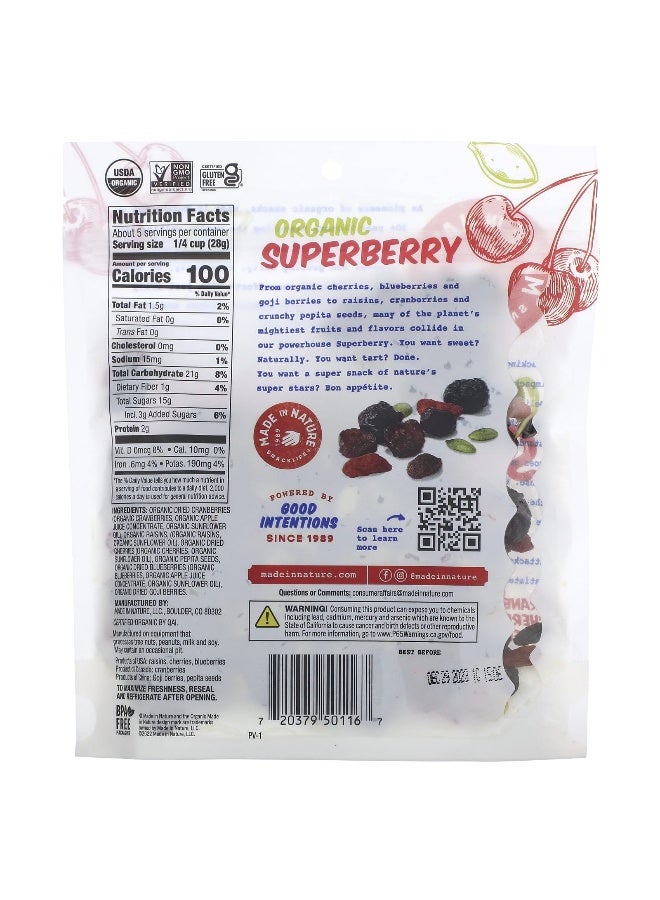 Made in Nature, Organic Superberry, Cranberries, Raisins, Cherries, Pepita Seeds, Blueberries & Goji Berries, 5 oz (142 g) - Image 2