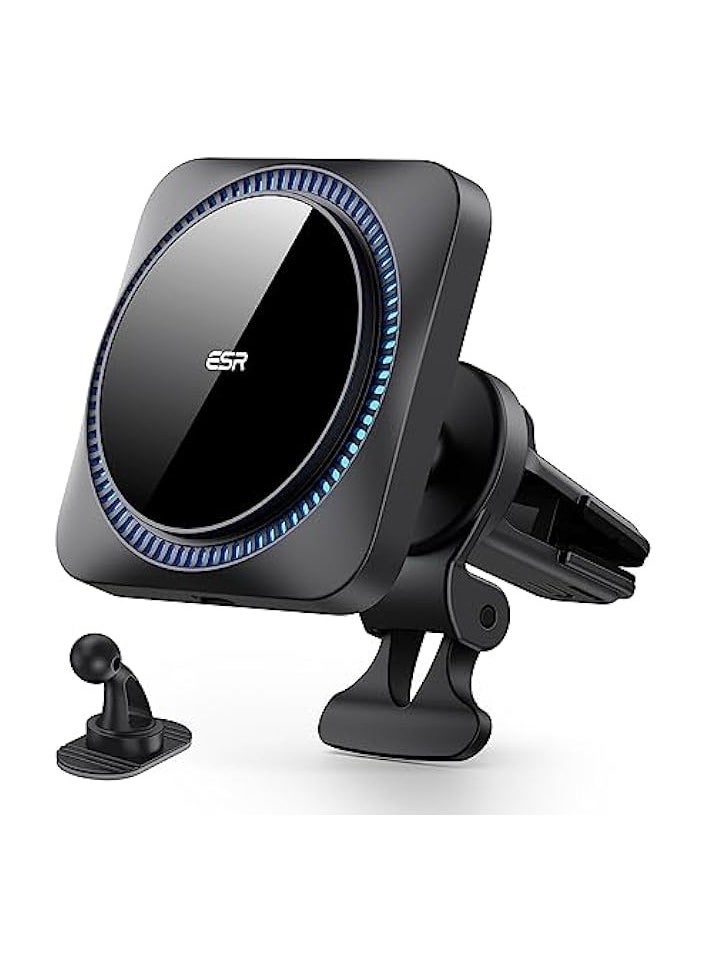 ESR Magnetic Wireless Car Charger with CryoBoost (HaloLock), Compatible with MagSafe Car Charger for iPhone 15/14/13/12 Series, Air Vent Mount, Fast Charging, Phone-Cooling Charger, Frosted Onyx  - Image 1