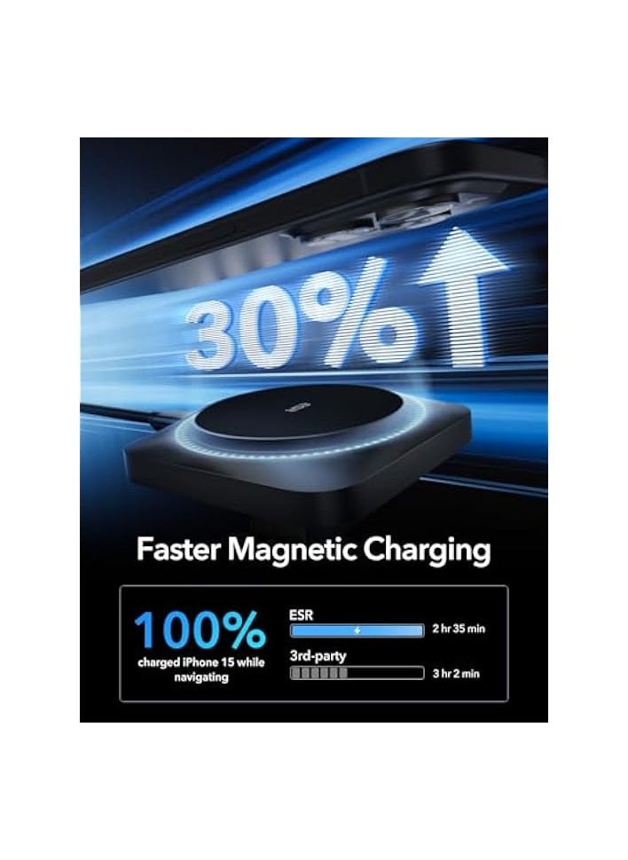 ESR Magnetic Wireless Car Charger with CryoBoost (HaloLock), Compatible with MagSafe Car Charger for iPhone 15/14/13/12 Series, Air Vent Mount, Fast Charging, Phone-Cooling Charger, Frosted Onyx  - Image 2