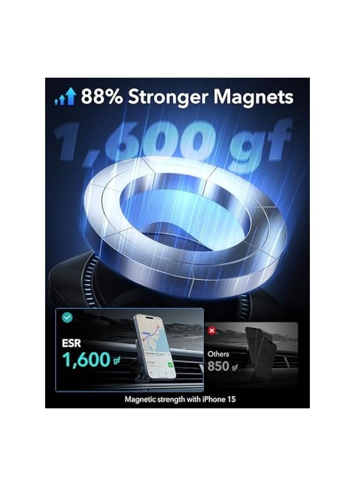 ESR Magnetic Wireless Car Charger with CryoBoost (HaloLock), Compatible with MagSafe Car Charger for iPhone 15/14/13/12 Series, Air Vent Mount, Fast Charging, Phone-Cooling Charger, Frosted Onyx  - Image 4