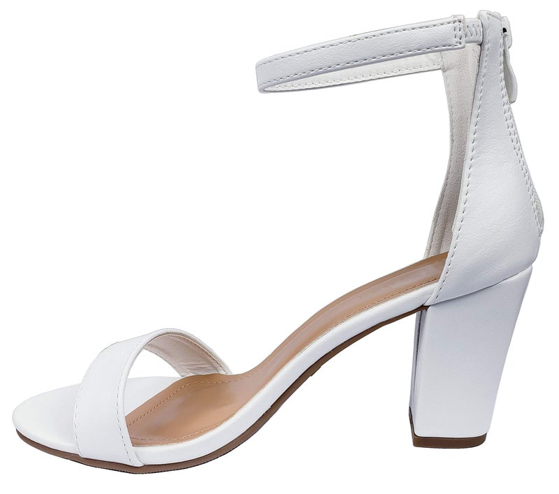 Top Moda Over the Toe Strap Ankle Wrap Strap Heel Open Toe Medium Heel, White, 6.5 - Image 3