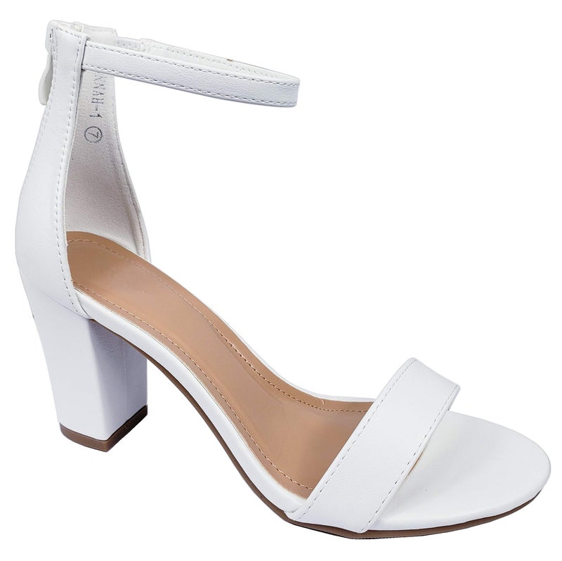 Top Moda Over the Toe Strap Ankle Wrap Strap Heel Open Toe Medium Heel, White, 6.5 - Image 5