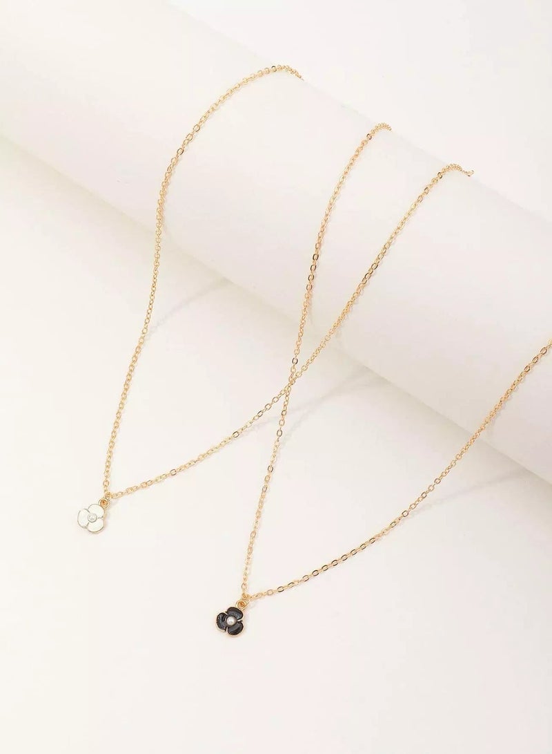 2pcs Girls Flower Charm Necklace  - Image 1