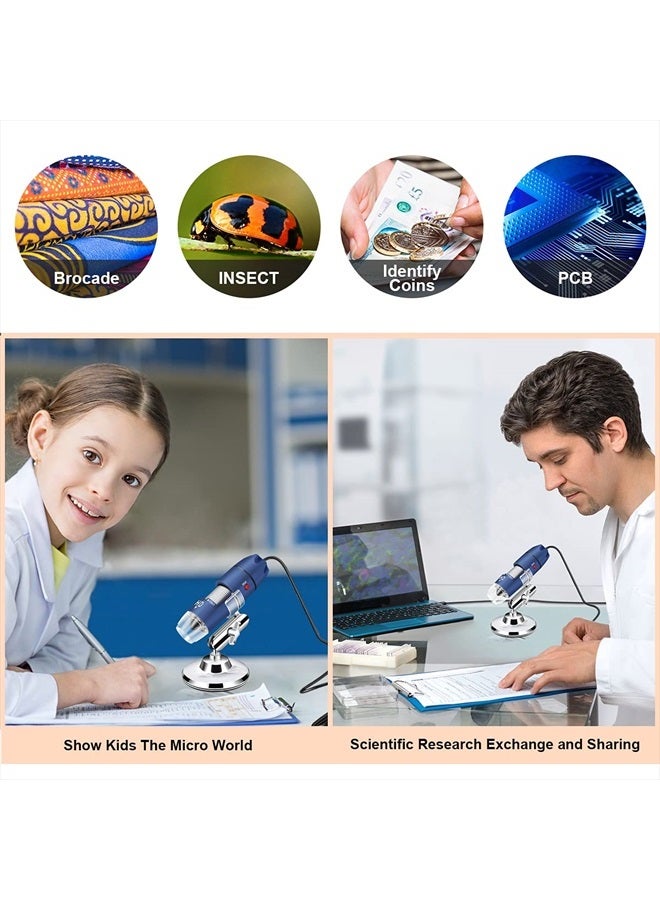 Jiusion 2K HD 2560x1440P USB Digital Microscope for Android Cellphone and Tablet Windows Mac Linux, 40X to 1000X Magnification Endoscope Handheld Mini Magnifier Camera for Coin Facial Skin Scalp - Image 4