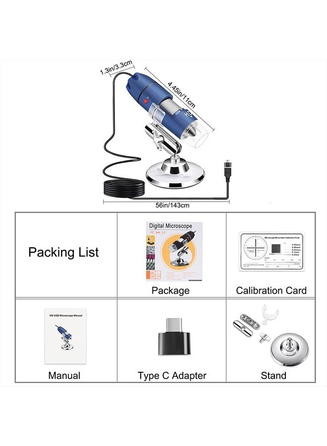 Jiusion 2K HD 2560x1440P USB Digital Microscope for Android Cellphone and Tablet Windows Mac Linux, 40X to 1000X Magnification Endoscope Handheld Mini Magnifier Camera for Coin Facial Skin Scalp - Image 5