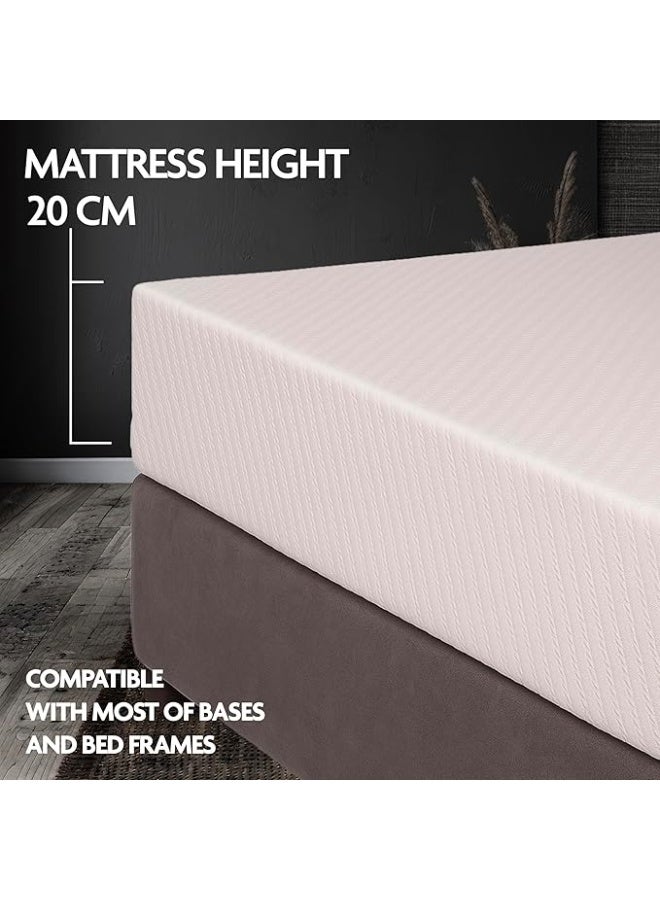 EASELIVING Memory Foam Mattress - 160 x 200 x 20 cm | Plush Spring-Free Mattress with Pressure Relief | Breathable Zip Cover, Adaptive Foam Base | Ideal for Side Sleepers - Image 2