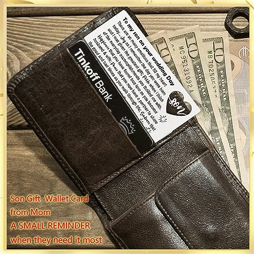 YODOCAMP Son Wedding Gifts from Mom, Engraved Wallet Card Insert for Son on His Wedding Day, Groom Gift Wallet Card from Mother - Image 4