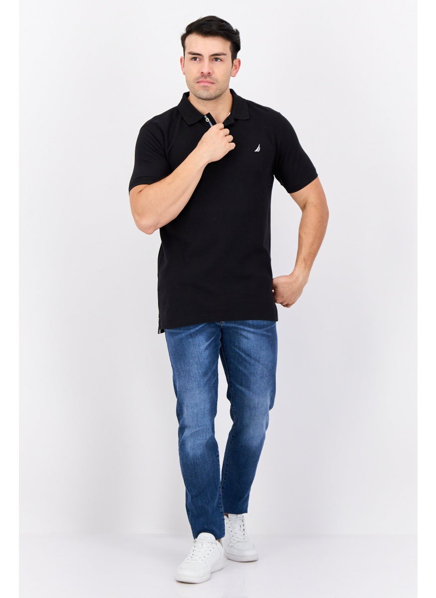 NAUTICA Men Slim Fit Embroidered Logo Short Sleeve Polo Shirt, Black  - Image 4