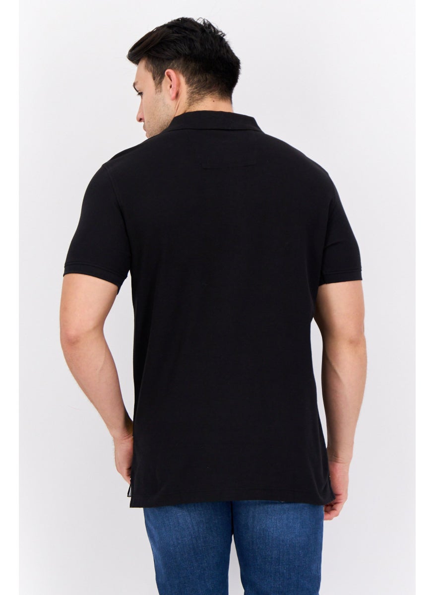 NAUTICA Men Slim Fit Embroidered Logo Short Sleeve Polo Shirt, Black  - Image 2